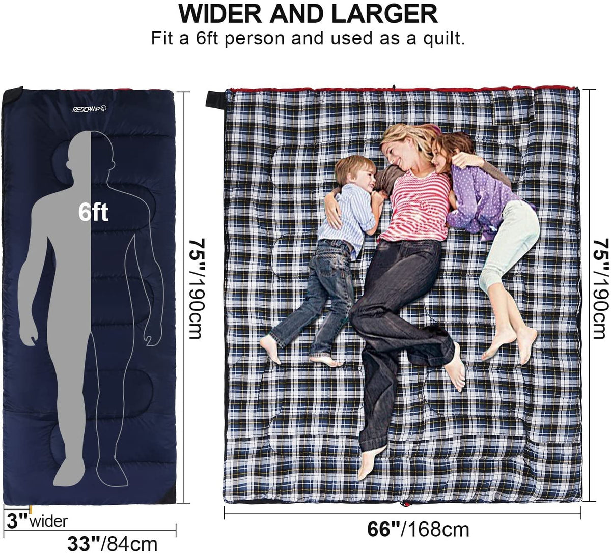 Cotton Flannel Sleeping Bag - 4-Season Cold Weather Camping Bag