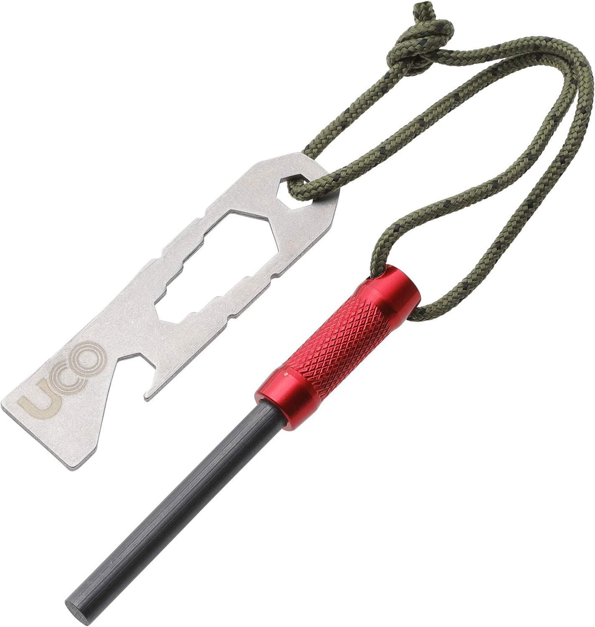 Survival Fire Striker with Tether and Multitool