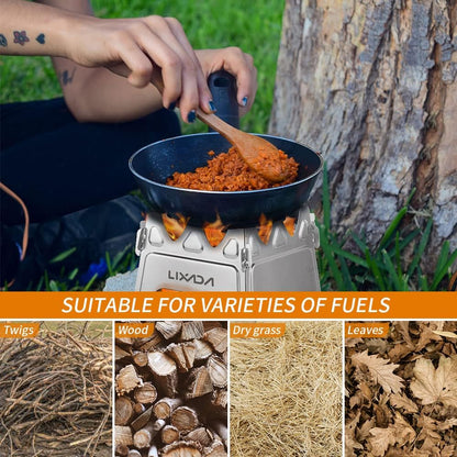Camping Wood Stove Folding Lightweight Stainless Steel Wood Burning Stoves Portable Backpacking Stove for Outdoor Camping Hiking Backpacking Picnic Hunting BBQ