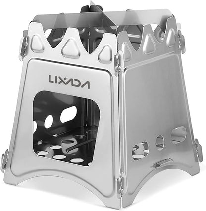 Camping Wood Stove Folding Lightweight Stainless Steel Wood Burning Stoves Portable Backpacking Stove for Outdoor Camping Hiking Backpacking Picnic Hunting BBQ