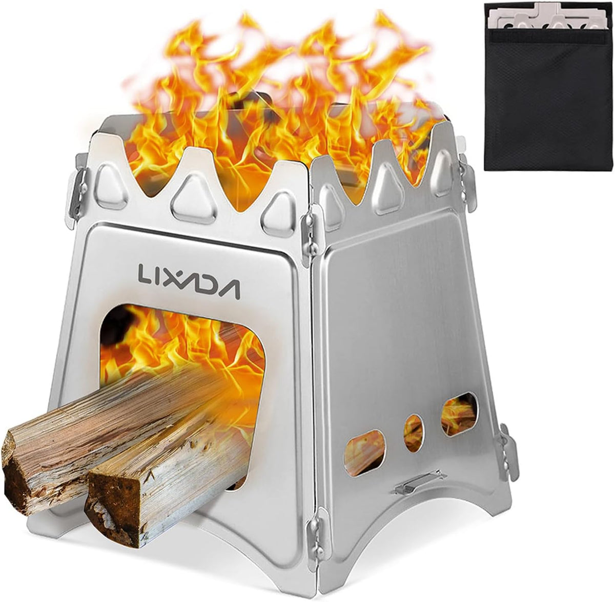 Camping Wood Stove Folding Lightweight Stainless Steel Wood Burning Stoves Portable Backpacking Stove for Outdoor Camping Hiking Backpacking Picnic Hunting BBQ