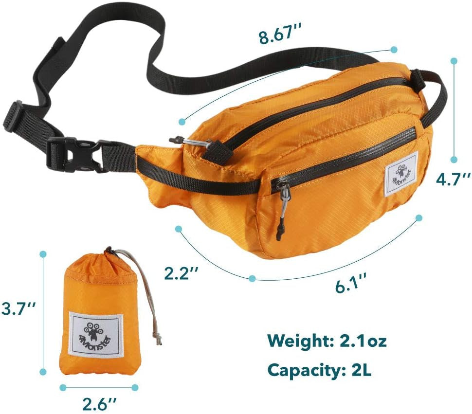 Hiking Waist Packs Portable,Water Resistant Fanny Bag with Adjustable Strap,Lightweight Crossbody Chest Bag Slim Bag