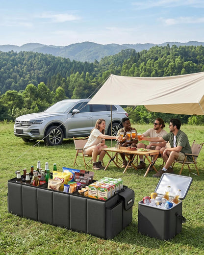 Trunk Organizer, Sturdy Foldable with Cooler for Car, Sudan & SUV | Car Organizers and Storage, Detachable Cooler Bag, for Tools, Camping, 3 Compartments, Black, 31.5” X 12.6” X 10.6”
