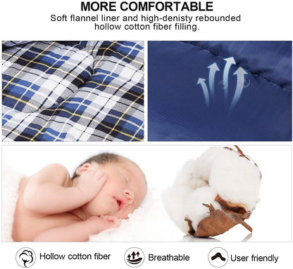 Cotton Flannel Sleeping Bag - 4-Season Cold Weather Camping Bag