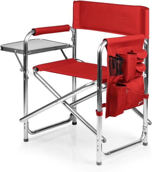 Folding Camp Chair with Side Table - Portable Aluminum Outdoor Seating