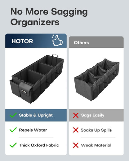 Trunk Organizer, Sturdy Foldable with Cooler for Car, Sudan & SUV | Car Organizers and Storage, Detachable Cooler Bag, for Tools, Camping, 3 Compartments, Black, 31.5” X 12.6” X 10.6”