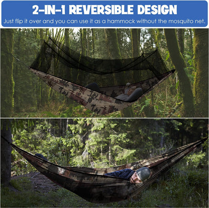 Camping Hammock - Camping Essentials, Double Hammock with Bug Net, Camping Gear Hammock for Outside, Hiking, and Travel (Camouflage)