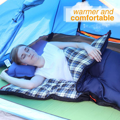 Cotton Flannel Sleeping Bag - 4-Season Cold Weather Camping Bag