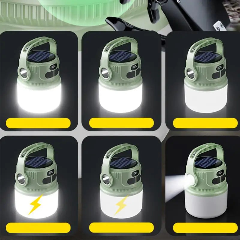 Rechargeable LED Camping Lantern Portable LED Camping Flashlight Solar Rechargeable Waterproof Outdoor Supplies Lightweight Tent