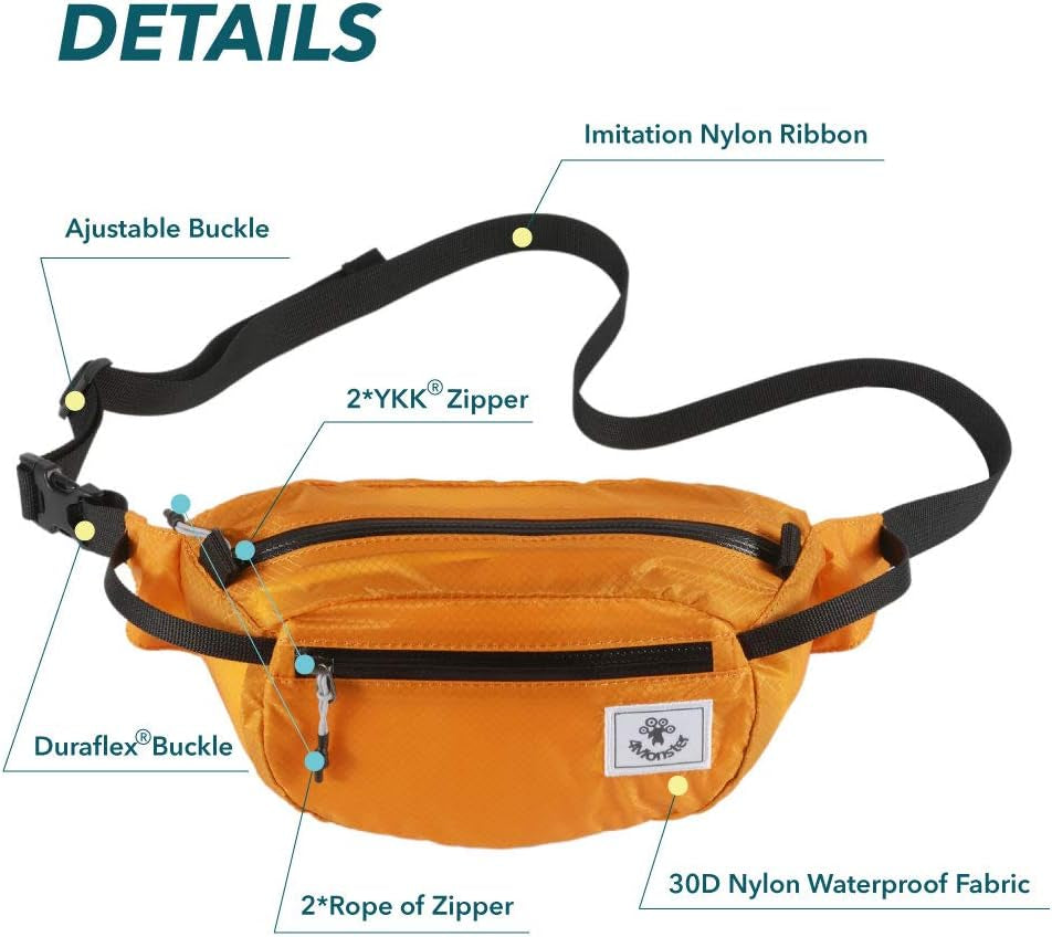 Hiking Waist Packs Portable,Water Resistant Fanny Bag with Adjustable Strap,Lightweight Crossbody Chest Bag Slim Bag